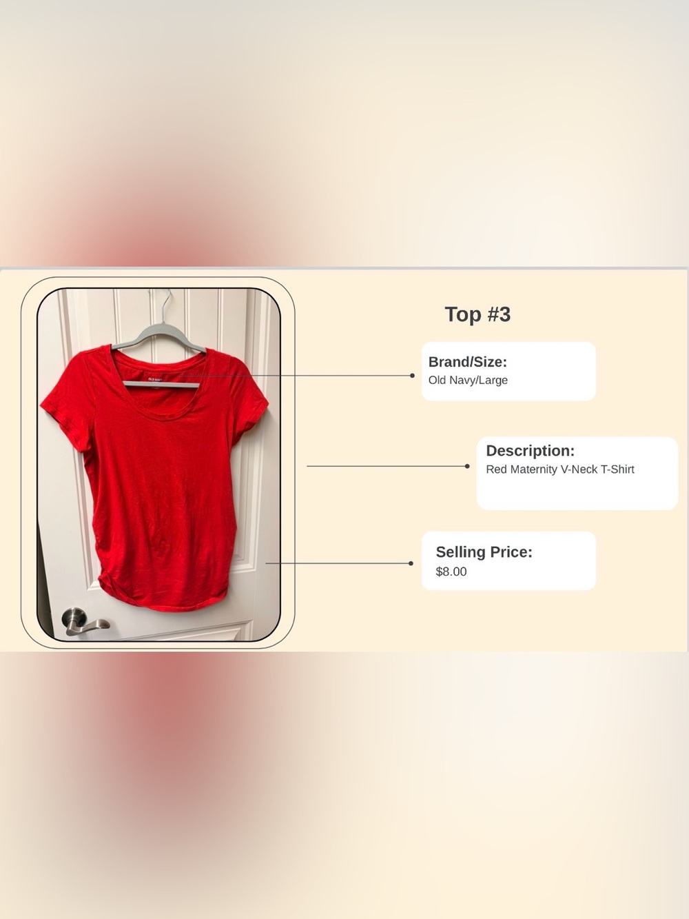Old Navy Red V-Neck Short Sleeve Tee